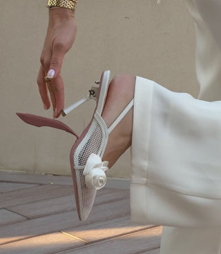 Beyaz Blossom Topuklu Ayakkabılar